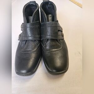 Hotter Boots Women's Uk 41/2 USA 6-7 Black Leather Ankle Boots Nancy STD